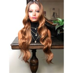 Luxurious Ombre Wavy Lace-front Wig